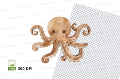 Cute octopus clipart transparent PNG high detail isolated Product Image 1