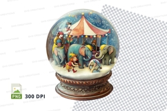 Colorful circus snow globe clipart transparent PNG 300 DPI Product Image 1