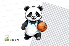 Cute panda playing basketball clipart transparent PNG Product Image 1