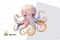 Cute cartoon octopus clipart isolated on white background Product Image 1
