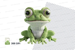 Green cartoon frog clipart transparent PNG 300 DPI Product Image 1