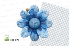 Blue handmade flower clipart PNG transparent background craf Product Image 1