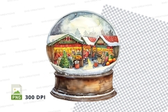Christmas snow globe clipart festive holiday scene 300dpi Product Image 1