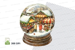 Christmas market snow globe clipart festive holiday scene Product Image 1