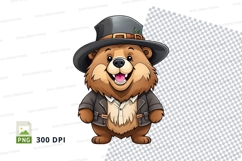 Cute cartoon bear in cowboy hat clipart PNG high detail Product Image 1