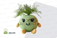 Cute green cactus character smiling in pot clipart PNG Product Image 1