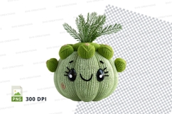 Cute green knitted pig clipart isolated on white background Product Image 1