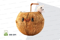 Cute knitted pumpkin clipart with smiling face and stem Product Image 1