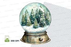 Snow globe with winter forest scene clipart transparent PNG Product Image 1