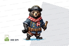 Pirate teddy bear clipart PNG high detail cute cartoon chara Product Image 1