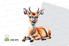 Cute deer fawn sitting clipart transparent PNG high resoluti Product Image 1