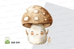 Cute cartoon mushroom character smiling isolated on white ba Product Image 1