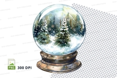 Snow globe with winter forest scene clipart transparent PNG Product Image 1