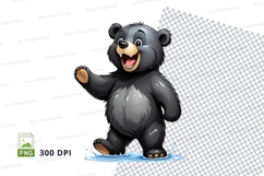Cute cartoon bear waving isolated on transparent background Product Image 1