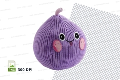 Cute purple knitted ball clipart with happy face PNG Product Image 1