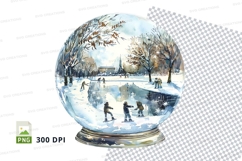 Winter ice skating scene snow globe clipart transparent PNG Product Image 1