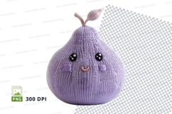 Cute knitted pear clipart PNG high resolution 300 DPI Product Image 1