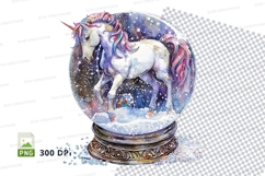 Magical unicorn clipart in snow globe fantasy scene Product Image 1
