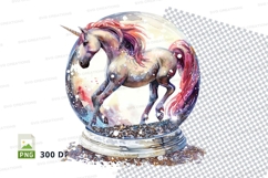Fantasy unicorn clipart in watercolor bubble isolated PNG Product Image 1