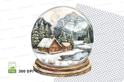 Snow globe winter cabin clipart transparent PNG 300 DPI Product Image 1