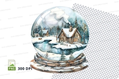 Snow globe winter cabin scene clipart transparent PNG Product Image 1