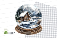 Snow globe winter cabin clipart transparent PNG high detail Product Image 1