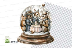 Owl figurines snow globe clipart transparent PNG winter deco Product Image 1