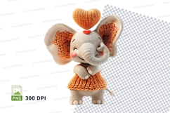 Cute elephant clipart png, cartoon mascot, orange knit sweat Product Image 1