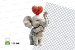 Cute elephant holding red heart clipart png transparent Product Image 1