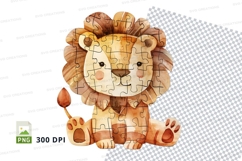 Cute cartoon lion clipart sitting isolated on white 300 DPI Product Image 1