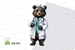Cute doctor bear clipart png, medical cartoon character, iso Product Image 1