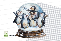 Cute penguin family clipart group illustration transparent P Product Image 1