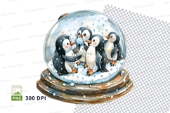 Cute penguin family clipart in snow globe winter scene Product Image 1