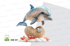 Dolphin jumping over heart shaped corn seeds clipart PNG Product Image 1