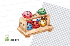 Colorful wooden toy abacus with smiling beads clipart png Product Image 1