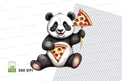 Cute panda eating pizza clipart cartoon vector illustration Product Image 1