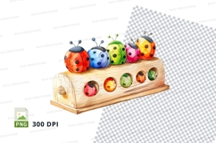 Colorful Easter eggs in wooden tray clipart PNG Product Image 1