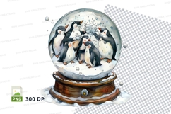 Group penguins in snow globe clipart transparent PNG Product Image 1