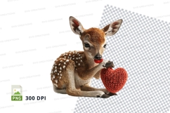 Baby deer fawn eating red apple clipart png illustration Product Image 1