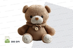 Brown knitted teddy bear clipart PNG high resolution Product Image 1