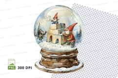 Christmas gnome snow globe clipart festive holiday decoratio Product Image 1