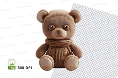 Brown knitted teddy bear clipart PNG high resolution Product Image 1