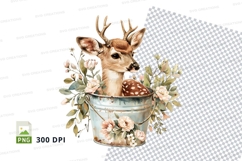 Cute deer clipart in floral wreath vintage illustration Product Image 1