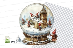 Christmas snow globe clipart with village and gnomes Product Image 1