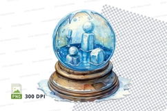 3D globe clipart with business team success concept in blue Product Image 1