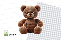 Brown knitted teddy bear clipart isolated on white backgroun Product Image 1