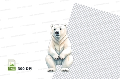 Cute polar bear clipart sitting on ice transparent PNG Product Image 1
