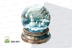 Snow globe with penguins winter scene clipart transparent PN Product Image 1