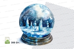 Snow globe with winter scene clipart transparent PNG Product Image 1