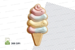 Colorful swirl ice cream cone clipart png dessert Product Image 1